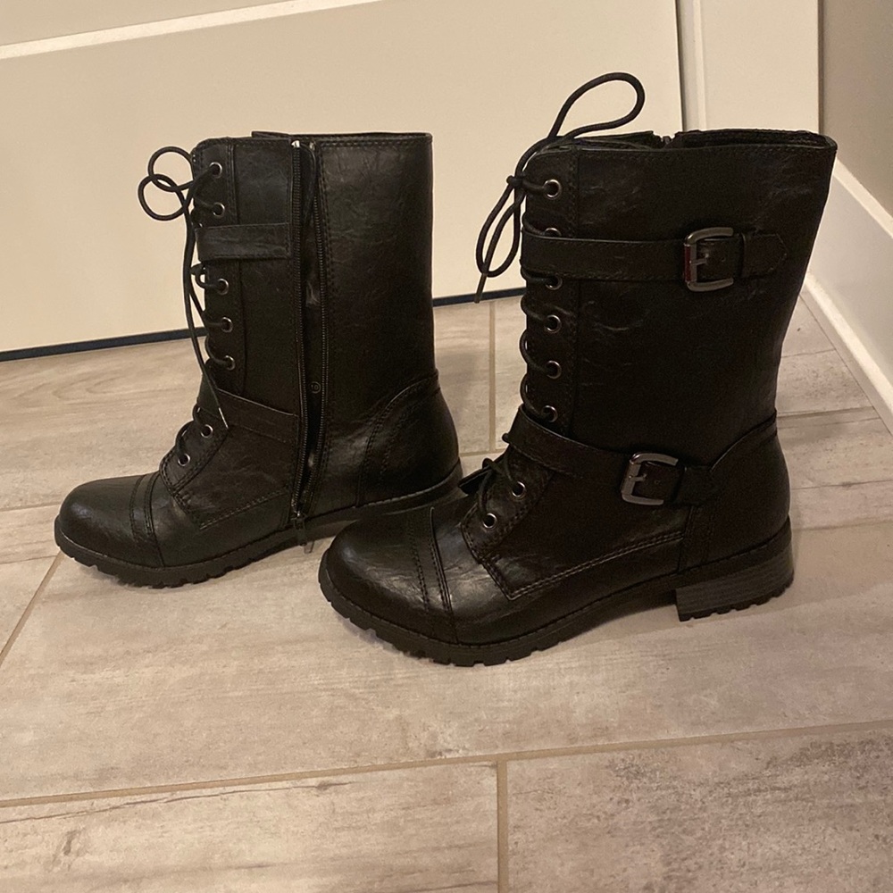 Soda Black Combat Boots